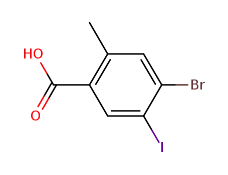 Molecular Structure of 1022983-51-2 (4-bromo-5-iodo-2-methylbenzoic acid)