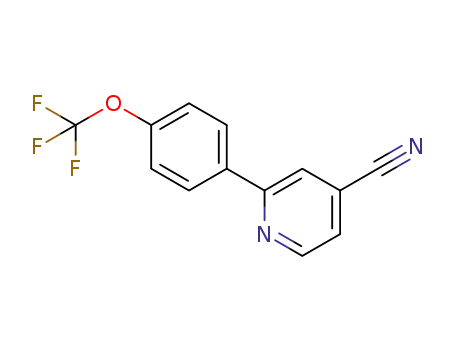 Molecular Structure of 1257437-27-6 (2-[4-(trifluoromethoxy)phenyl]pyridine-4-carbonitrile)