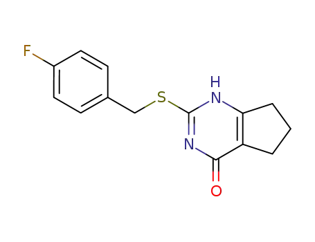 Molecular Structure of 451487-18-6 (4H-Cyclopentapyrimidin-4-one, 2-[[(4-fluorophenyl)methyl]thio]-1,5,6,7-tetrahydro- (9CI))