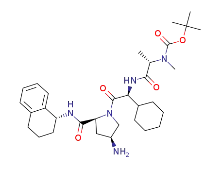 Molecular Structure of 1613552-03-6 ([(S)-1-((S)-2-{(2S,4S)-4-amino-2-[(R)-(1,2,3,4-tetrahydro-naphthalen-1-yl)carbamoyl]-pyrrolidin-1-yl}-1-cyclohexyl-2-oxo-ethylcarbamoyl)-ethyl]-methyl-carbamic acid tert-butyl ester)