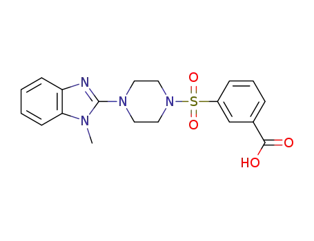 Molecular Structure of 1454676-40-4 (3-[4-(1-methylbenzimidazol-2-yl)piperazin-1-yl]sulfonylbenzoic acid)
