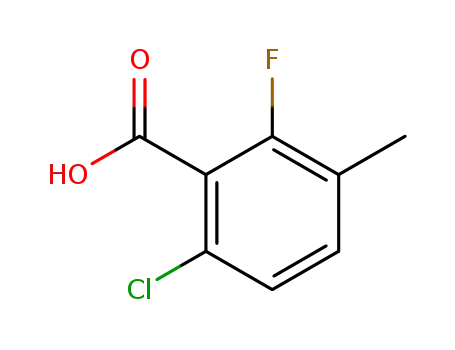 Molecular Structure of 32890-90-7 (6-CHLORO-2-FLUORO-3-METHYLBENZOIC ACID)