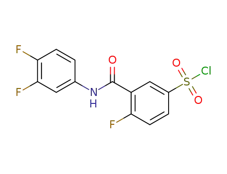 Molecular Structure of 1616809-39-2 (3-((3,4-difluorophenyl)carbamoyl)-4-fluorobenzene-1-sulfonyl chloride)