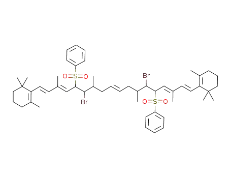 Molecular Structure of 870636-64-9 (5,14-bis(benzenesulfonyl)-6,13-dibromo-3,7,12,16-tetramethyl-1,18-bis(2,6,6-trimethyl-1-cyclohexenyl)octadeca-1,3,9,15,17-pentaene)