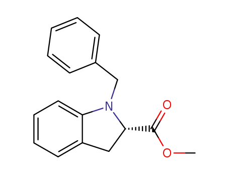 Molecular Structure of 313235-19-7 (1H-Indole-2-carboxylic acid, 2,3-dihydro-1-(phenylmethyl)-, methyl ester, (2S)-)