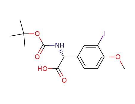 Molecular Structure of 195005-73-3 (Benzeneacetic acid,a-[[(1,1-diMethylethoxy)carbonyl]aMino]-3-iodo-4-Methoxy)