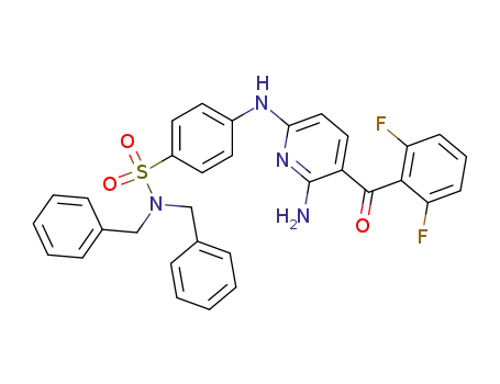 Molecular Structure of 852997-75-2 (4-[[6-amino-5-(2,6-difluorobenzoyl)-2-pyridinyl]amino]-N,N-bis(phenylmethyl)benzenesulfonamide)