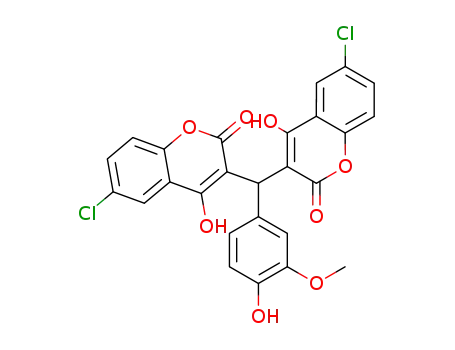 3,3'-((3-methoxy,4-hydroxyphenyl)methylene)bis(6-chloro-4-hydroxy-2H-chromen-2-one)