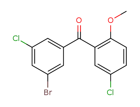 Molecular Structure of 329944-59-4 ((3-BROMO-5-CHLORO-PHENYL)-(5-CHLORO-2-METHOXY-PHENYL)-METHANONE)