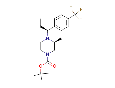 Molecular Structure of 306298-13-5 ((S)-3-Methyl-4-[(S)-1-(4-trifluoromethyl-phenyl)-propyl]-piperazine-1-carboxylic acid tert-butyl ester)