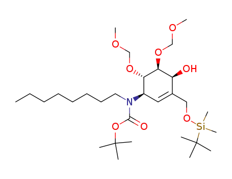 N-octyl-N-tert-butoxycarbonyl-2,3-di-O-methoxymethyl-6-O-tert-butyldimethylsilyl-5a-carba-α-L-arabino-hex-5(5a)-enopyranosylamine