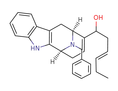 Molecular Structure of 217448-25-4 ((6S,10S)-9-(1'-hydroxy-3'-hexenyl)-12-benzyl-6,7,10,11-tetrahydro-6,10-imino-5H-cycloocta<b>indole)