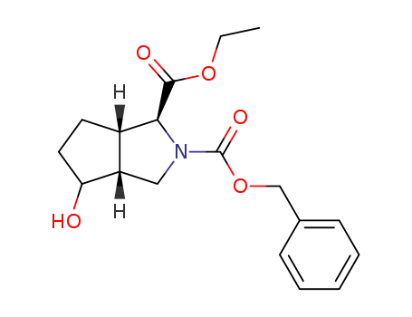 Molecular Structure of 402958-22-9 (Cyclopenta[c]pyrrole-1,2(1H)-dicarboxylic acid, hexahydro-4-hydroxy-, 1-ethyl 2-(phenylmethyl) ester, (1S,3aR,6aS)-)