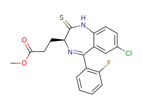 Molecular Structure of 308242-41-3 ((S)-3-(7-chloro-5-(2-fluorophenyl)-2-thioxo-2,3-dihydro-1H-benzo[e][1,4]diazepin-3-yl)propionic acid methyl ester)