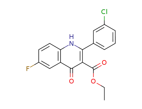 Molecular Structure of 828264-22-8 (3-Quinolinecarboxylic acid,
2-(3-chlorophenyl)-6-fluoro-1,4-dihydro-4-oxo-, ethyl ester)