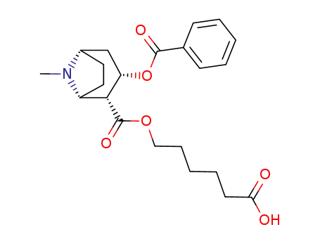 Molecular Structure of 173443-27-1 (8-Azabicyclo[3.2.1]octane-2-carboxylic acid, 3-(benzoyloxy)-8-methyl-,
5-carboxypentyl ester, (1R,2R,3S,5S)-)