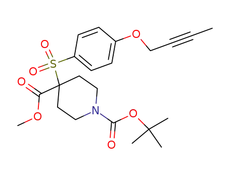 Molecular Structure of 287202-48-6 (1,4-Piperidinedicarboxylic acid, 4-[[4-(2-butynyloxy)phenyl]sulfonyl]-,
1-(1,1-dimethylethyl) 4-methyl ester)