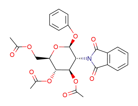Molecular Structure of 120498-97-7 (phenyl 3,4,6-tri-O-acetyl-2-deoxy-2-N-phthalimido-β-D-glucopyranoside)