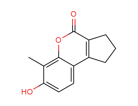 Molecular Structure of 55047-28-4 (7-hydroxy-6-methyl-2,3-dihydrocyclopenta[c]chromen-4(1H)-one)