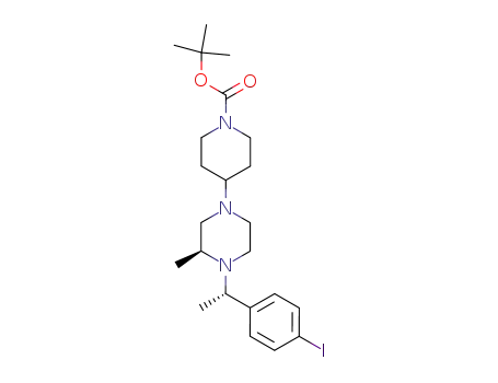 Molecular Structure of 306297-60-9 (4-{4-[1-(S)-(4-iodophenyl)ethyl]-3(S)-methyl-1-piperazinyl}-1-(tert-butoxycarbonyl)piperidine)