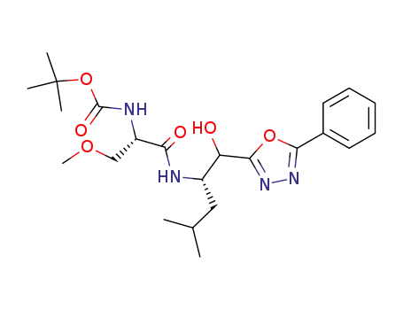 Carbamic acid,
[(1S)-2-[[(1S)-1-[hydroxy(5-phenyl-1,3,4-oxadiazol-2-yl)methyl]-3-methyl
butyl]amino]-1-(methoxymethyl)-2-oxoethyl]-, 1,1-dimethylethyl ester