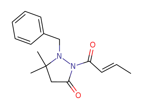 3-Pyrazolidinone,
5,5-dimethyl-2-[(2E)-1-oxo-2-butenyl]-1-(phenylmethyl)-