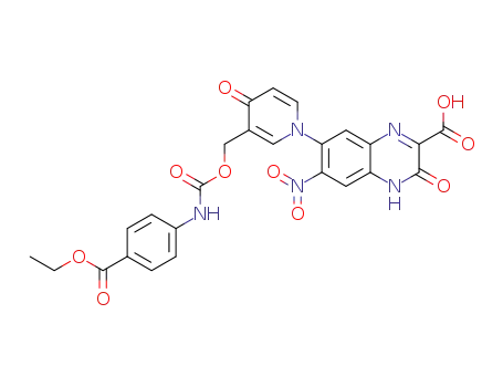 7-[3-((4-ethoxycarbonylphenylamino)carbonyloxymethyl)-4-pyridon-1-yl]-3,4-dihydro-6-nitro-3-oxoquinoxaline-2-carboxylic acid