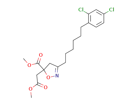 Molecular Structure of 180622-67-7 ((+/-)5-(Carbomethoxymethyl)-3-[6-(2, 4-dichlorophenyl)-hexyl]-5-methoxycarbonyl-4,5-dihydroisoxazole)