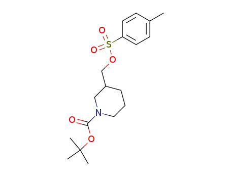 Molecular Structure of 191092-05-4 (tert-butyl 3-((p-tolylsulfonyloxy)Methyl)piperidine-1-carboxylate)