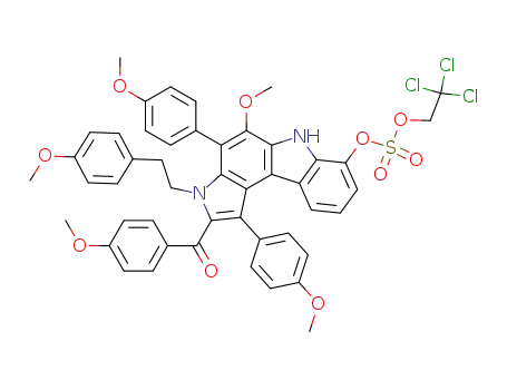 Molecular Structure of 864816-29-5 (sulfuric acid 5-methoxy-2-(4-methoxybenzoyl)-1,4-bis-(4-methoxyphenyl)-3-[2-(4-methoxyphenyl)ethyl]-3,6-dihydropyrrolo[2,3-c]carbazol-7-yl ester 2,2,2-trichloroethyl ester)
