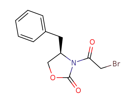 Molecular Structure of 110905-24-3 (2-Oxazolidinone, 3-(bromoacetyl)-4-(phenylmethyl)-, (4R)-)