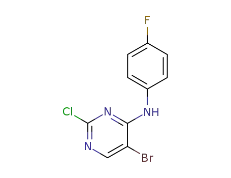 Molecular Structure of 280582-07-2 (5-bromo-2-chloro-4-[(4-fluorophenyl)amino]-pyrimidine)