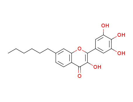 Molecular Structure of 649551-46-2 (4H-1-Benzopyran-4-one, 7-hexyl-3-hydroxy-2-(3,4,5-trihydroxyphenyl)-)
