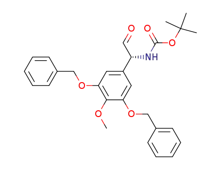 Molecular Structure of 881392-49-0 (Carbamic acid,
[(1R)-1-[4-methoxy-3,5-bis(phenylmethoxy)phenyl]-2-oxoethyl]-,
1,1-dimethylethyl ester)