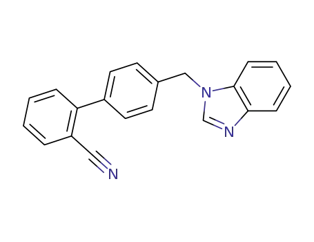 Molecular Structure of 136285-25-1 (4′-((1H-benzo[d]imidazol-1-yl)methyl)-[1,1′-biphenyl]-2-carbonitrile)
