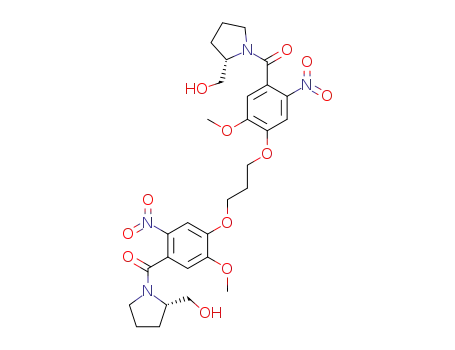 Molecular Structure of 260391-64-8 (((propane-1,3-diylbis(oxy))bis(5-methoxy-2-nitro-4,1-phenylene))bis(((S)-2-(hydroxymethyl)pyrrolidin-1-yl)methanone))
