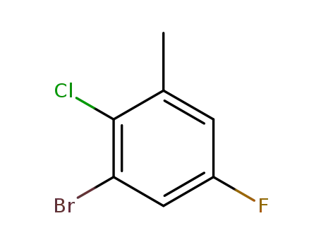 Molecular Structure of 1000576-68-0 (1-bromo-2-chloro-5-fluoro-3-methylbenzene)