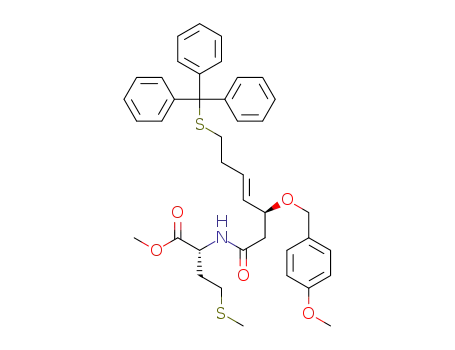 Molecular Structure of 1581266-93-4 (methyl (R)-2-{(S,E)-3-[(4-methoxybenzyl)oxy]-7-(tritylthio)hept-4-enamido}-4-(methylthio)butanoate)