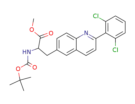 Molecular Structure of 623144-13-8 (methyl 2-[(tert-butoxycarbonyl)amino]-3-[2-(2,6-dichlorophenyl)-6-quinolinyl]propanoate)