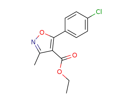 Molecular Structure of 97026-72-7 (4-Isoxazolecarboxylic acid, 5-(4-chlorophenyl)-3-Methyl-, ethyl)