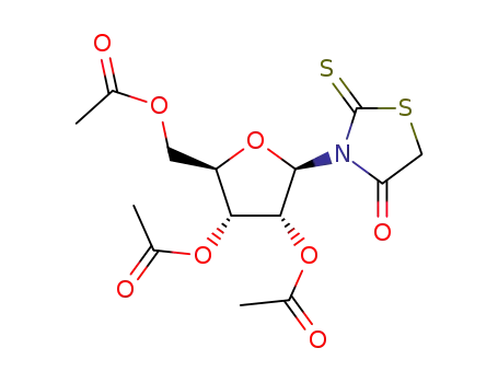 Molecular Structure of 79936-36-0 (4-Thiazolidinone, 2-thioxo-3-(2,3,5-tri-O-acetyl-beta-D-ribofuranosyl) -)