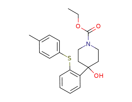 Molecular Structure of 960151-86-4 (ethyl 4-hydroxy-4-(2-(4-tolylsulfanyl)phenyl)piperidin-1-carboxylate)