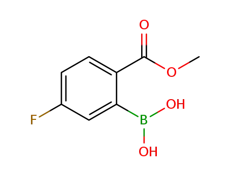 Molecular Structure of 850568-05-7 (5-FLUORO-2-METHOXYCARBONYLPHENYLBORONIC ACID)
