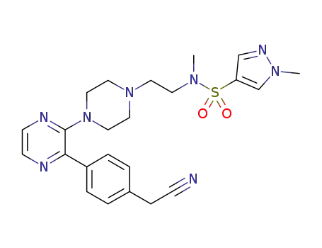 1-methyl-1H-pyrazole-4-sulfonic acid {2-[3'-(4-cyanomethyl-phenyl)-2,3,5,6-tetrahydro-[1,2']bipyrazinyl-4-yl]-ethyl}-methyl-amide
