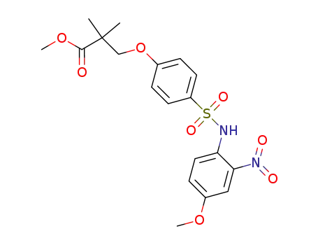 Molecular Structure of 651729-72-5 (Propanoic acid,
3-[4-[[(4-methoxy-2-nitrophenyl)amino]sulfonyl]phenoxy]-2,2-dimethyl-,
methyl ester)