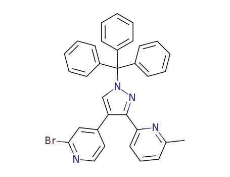 Molecular Structure of 446880-84-8 (Pyridine,
2-bromo-4-[3-(6-methyl-2-pyridinyl)-1-(triphenylmethyl)-1H-pyrazol-4-yl]-)