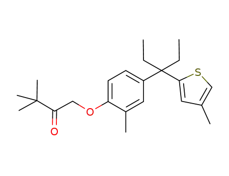 Molecular Structure of 633339-85-2 (1-{4-[1-ethyl-1-(4-methyl-thiophen-2-yl)-propyl]-2-methyl-phenoxy}-3,3-dimethyl-butan-2-one)