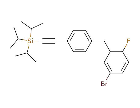 Molecular Structure of 864070-24-6 (Silane,
[[4-[(5-bromo-2-fluorophenyl)methyl]phenyl]ethynyl]tris(1-methylethyl)-)
