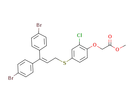 Molecular Structure of 685138-99-2 (Acetic acid,
[4-[[3,3-bis(4-bromophenyl)-2-propenyl]thio]-2-chlorophenoxy]-, methyl
ester)