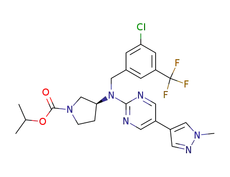(S)-3-{(3-chloro-5-trifluoromethyl-benzyl)-[5-(1-methyl-1H-pyrazol-4-yl)-pyrimidin-2-yl]-amino}-pyrrolidine-1-carboxylic acid isopropyl ester